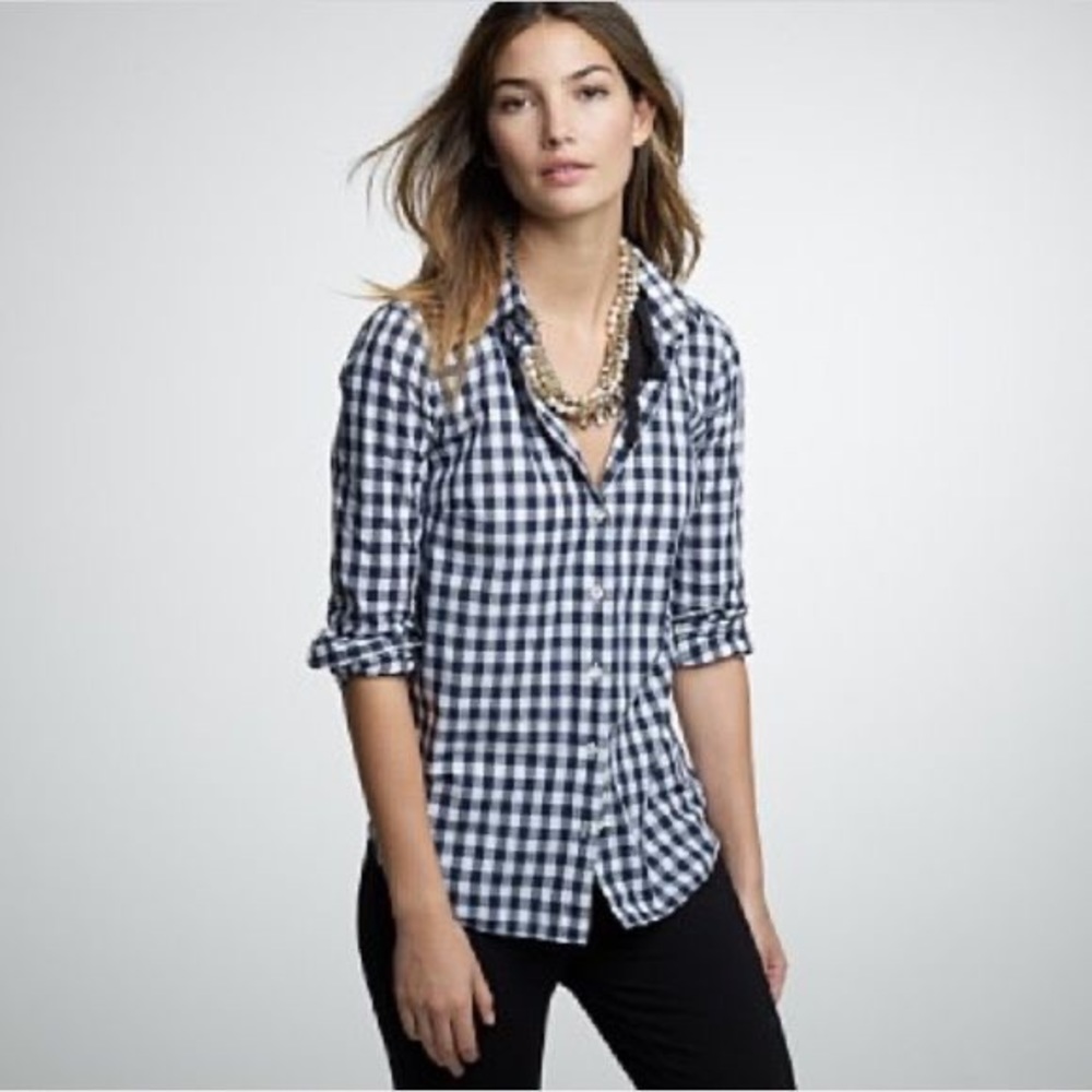 J.Crew Perfect Shirt in Navy Gingham
